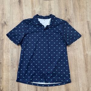 Navy Blue Polo Shirt with Pattern